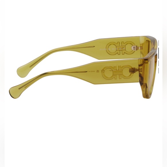 Ferragamo yellow cat eye aviator chunky glasses - Picture 3 of 3